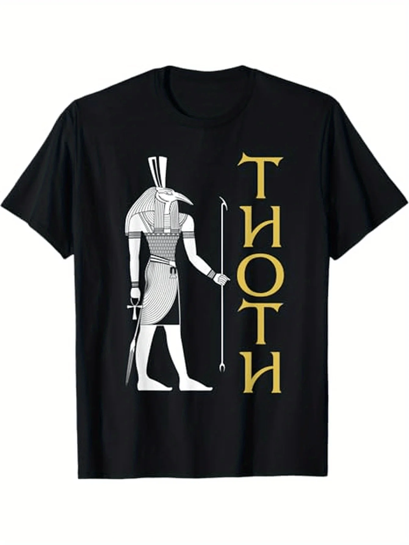 Funny Ancient Egypt Pyramids Thoth Egyptian God T-Shirt 100% Cotton O-Neck Short Sleeve Summer Casual Mens T-shirt Streetwear