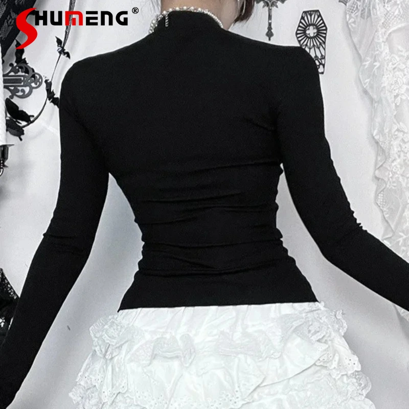 

Halloween Cool Tees Japanese Rojita Dark Black Girl Top T-shirt And Skirt Subculture Y2k Tshirt High-waisted Puffy Mini Skirts