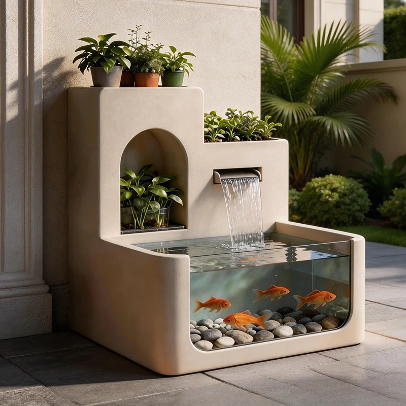 Aluminum alloy indoor stainless steel fish pond, small waterfall community, balcony pool, ornament, courtyard landscaping