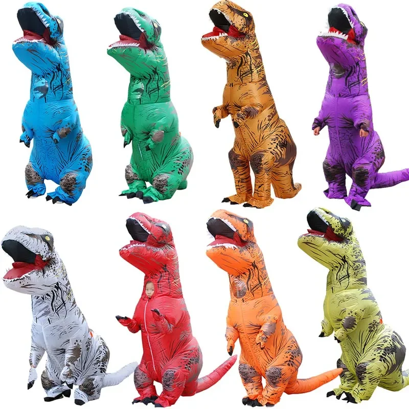 Hete T-REX Bruine Dinosaurus Opblaasbare Kostuum Feest Cosplay Fancy Mascotte Anime Halloween Pakken Voor Volwassen Kinderen Dino Cartoon