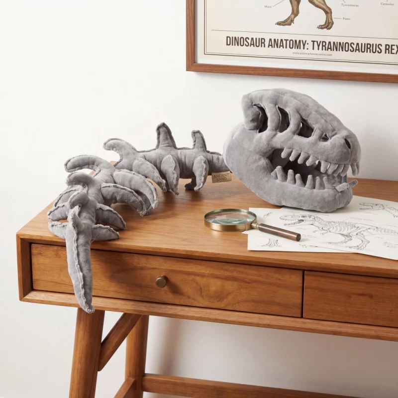 80cm 3D Dinosaur Skull Costume Realistic Halloween Skeleton Dinosaur Themed Role-Playing Prop for Adults And Kids