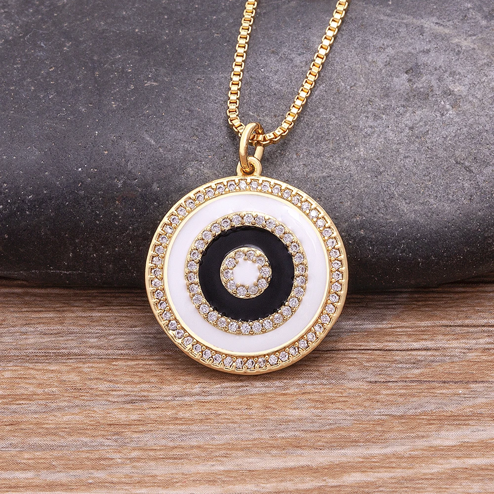 Nidin High Quality Turkish Crystal Evil Eye Lucky Pendant Necklace For Women Jewelry 3 Colors Clavicle Chain Shine Zircon Choker