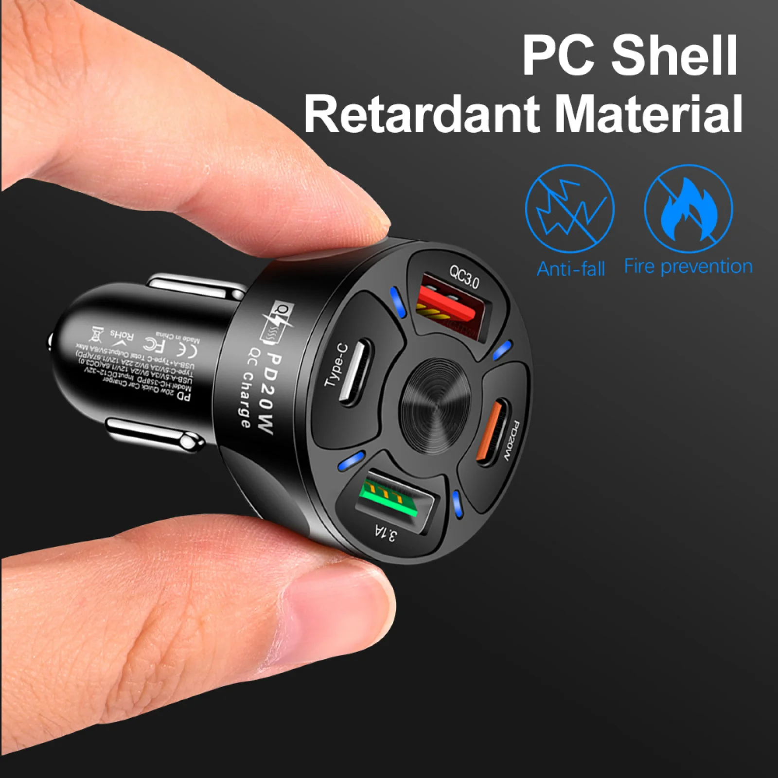 20W USB Car Charger Type C Fast Charging Auto Mobile Phone Charger Adapter For IPhone Samsung Huawei PD AFC SCP QC 3.0