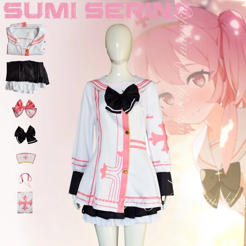 

Blue Archive Game Sumi Serina Cosplay The Order Of Ambulance Member With White Uniform And Pink Wig Cosplay disfraz Full Of Suit