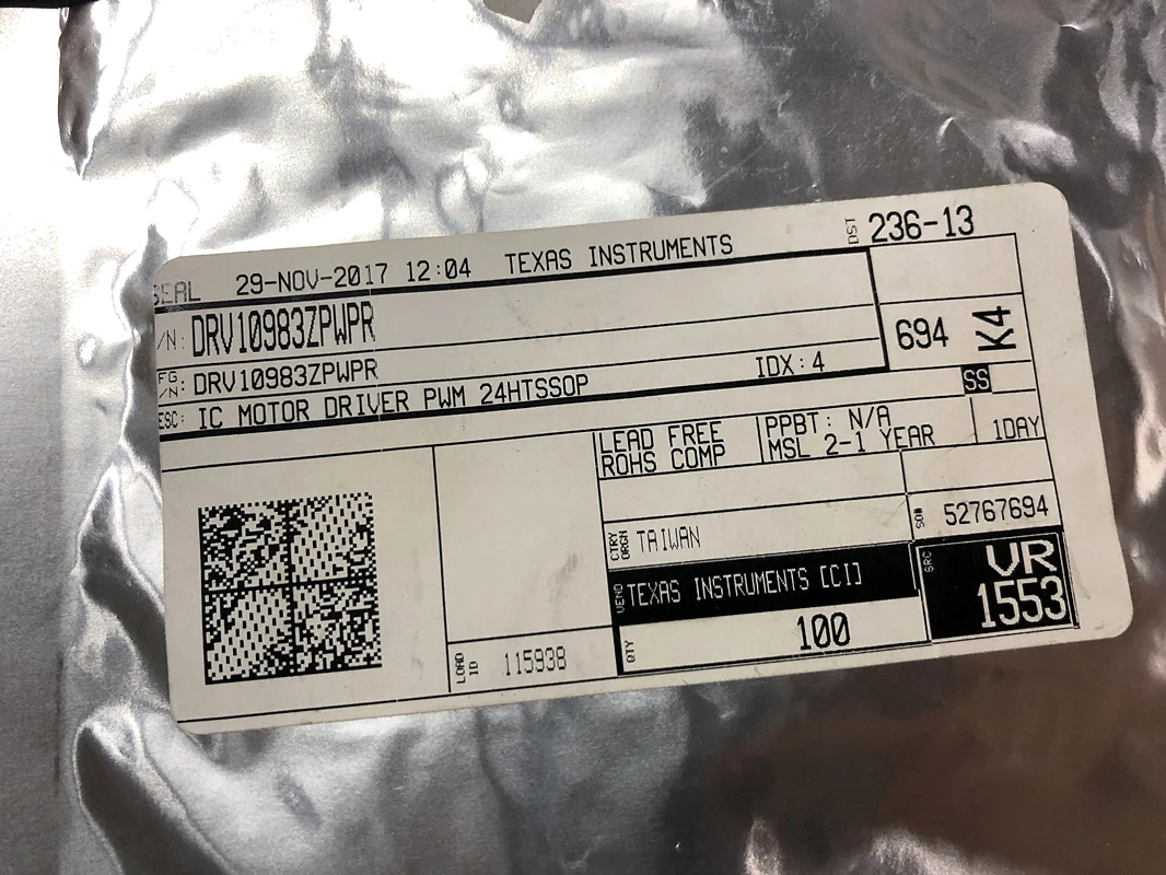 (2pcs) DRV10983ZPWPR DRV10983Z HTSSOP-24  12- to 24-V, Three-Phase, Sensorless BLDC Motor Driver