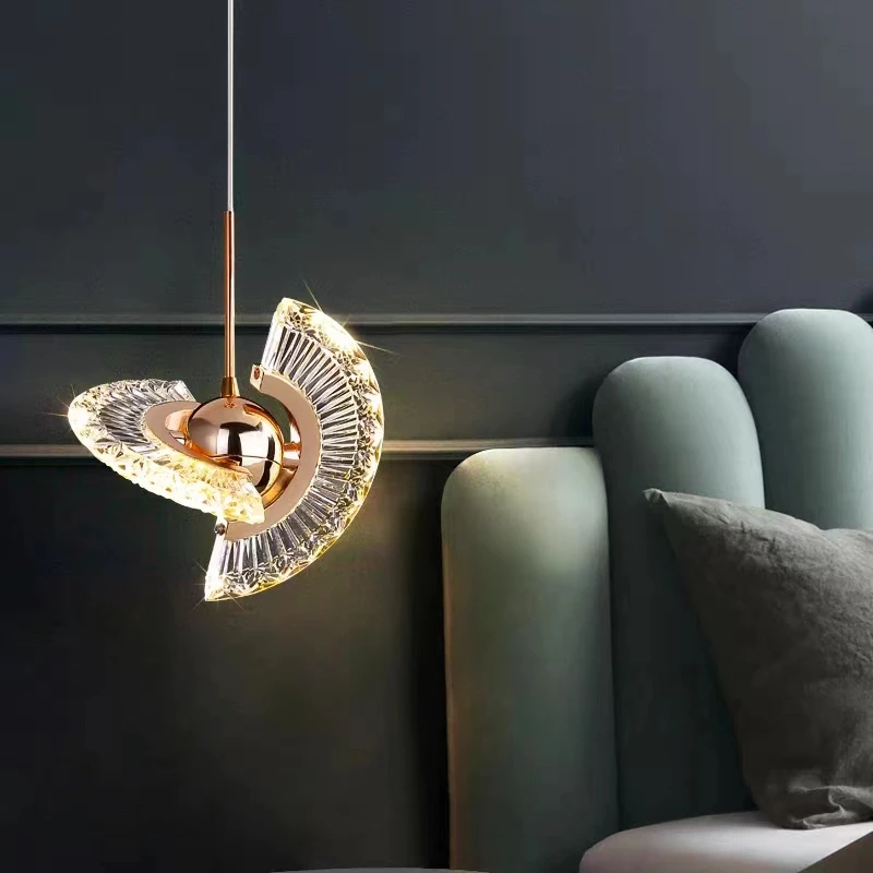 Creative flying saucer small chandelier Italian light luxury bedroom study light bar guest room card seat long line light