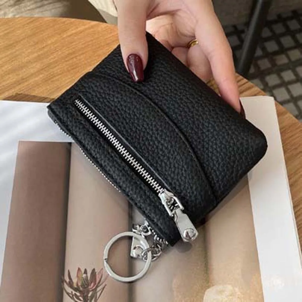 

Женский кошелек с защитой от брызг, с текстурой под воду, на несколько карт, однотонный, короткий, для монет, классический корейский стиль, кожаный, для карт