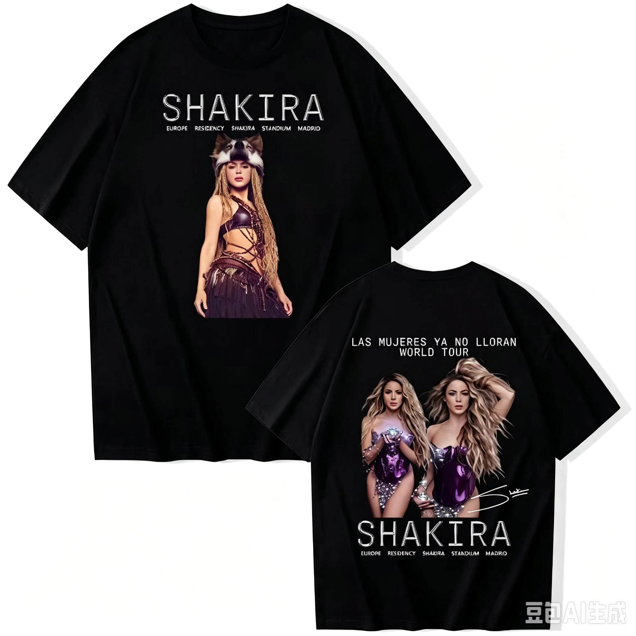 1pc S-Shakira Las Mujeres Ya No Lloran World Tour Print Cotton T shirt Unisex Men Women Kids Streetwear Casual Short Sleeve Tops