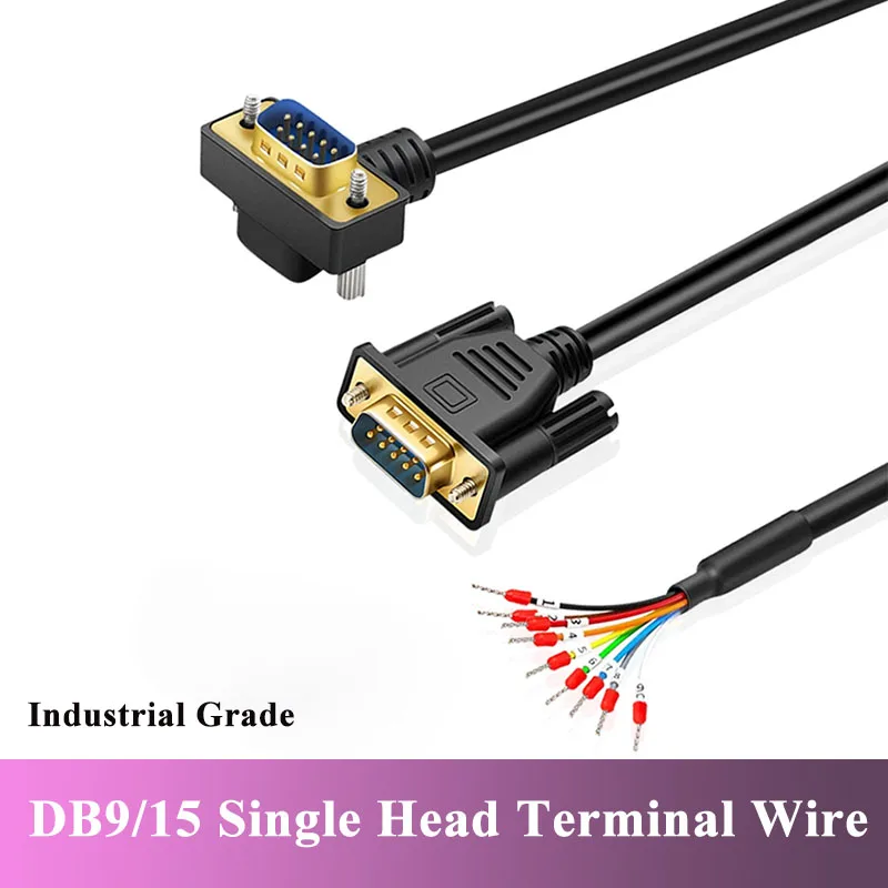 DB9 DB15 Single Head Connector Cable with Terminal Number Tube Industrial Grade 9 15 Pin Male Female Serial Port Connection Line