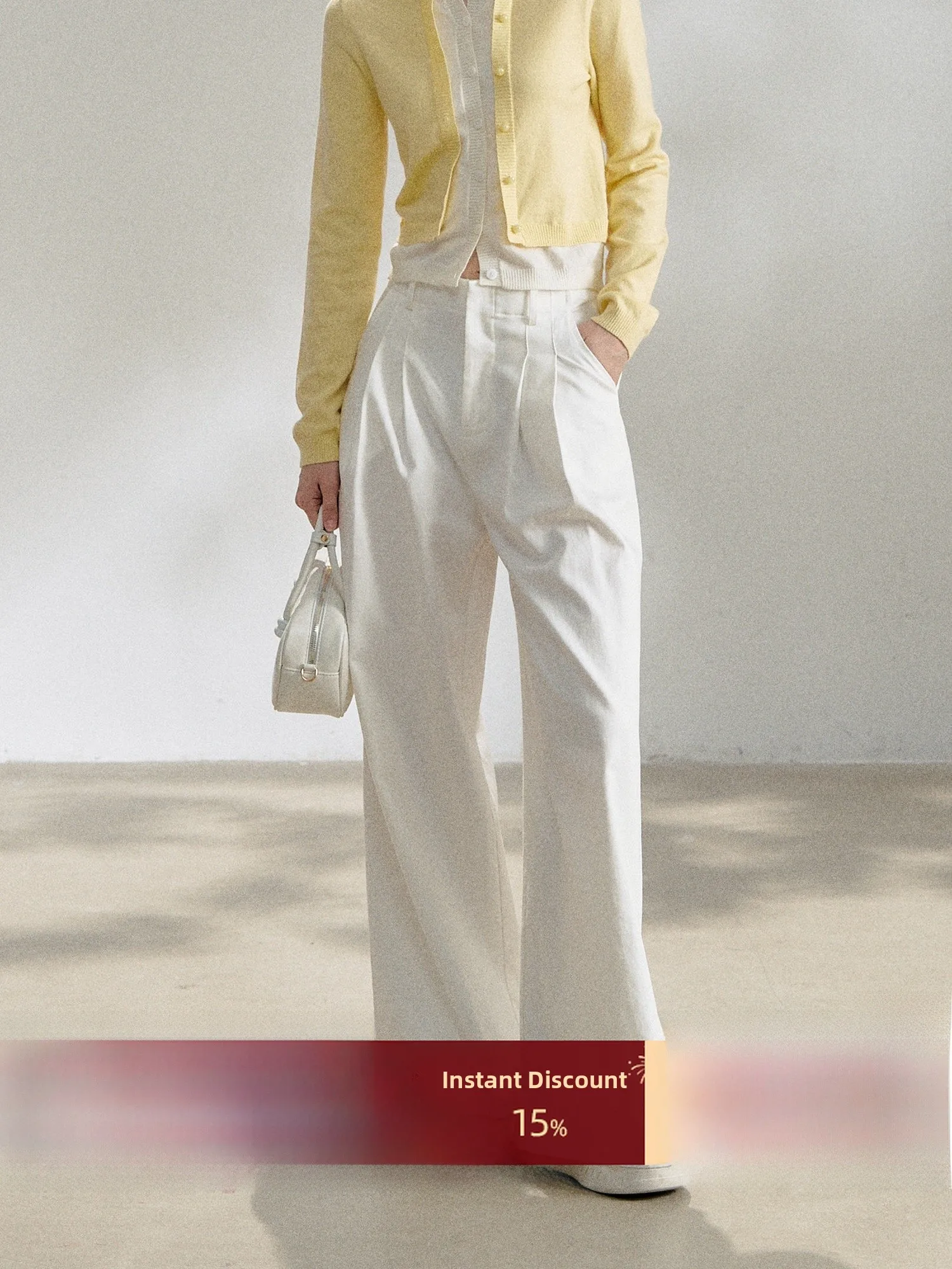 

Женские широкие брюки RECOIN RC, белые, свободного кроя, в пол, повседневные, прямые, весна-осень