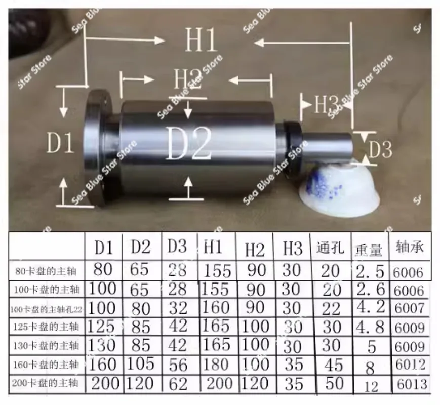 Small lathe spindle high-strength lathe bedside assembly with flange without chuck