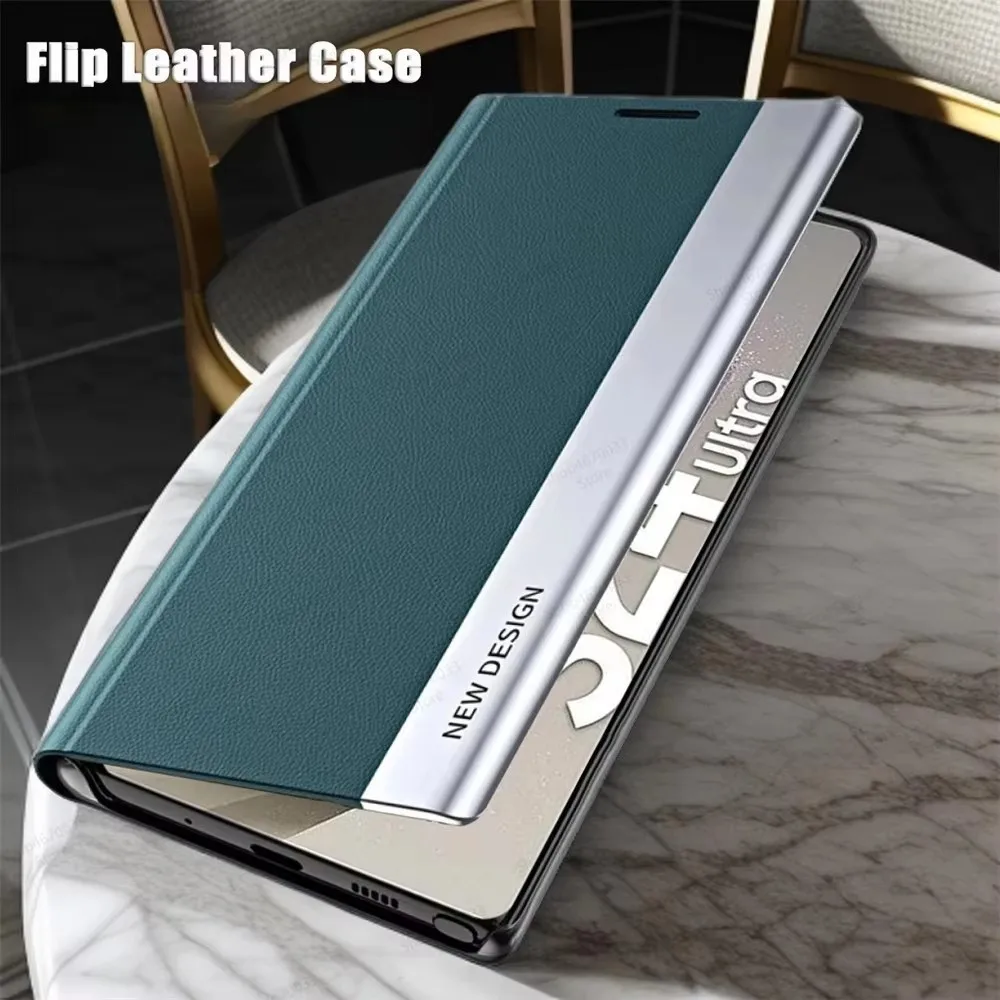

Luxury Leather Flip Case For iPhone 16 15 14 Pro Max 15Pro 14Plus Smart Stand Protective Cover
