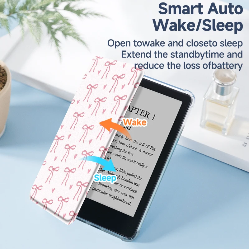 حافظة قارئ إلكتروني عالمية مقاس 6-7 بوصات، لجهاز Kindle Paperwhite 5، Kindle 10/11/12، مقاومة للخدش، زاوية معززة، إيقاظ/نوم، حماية