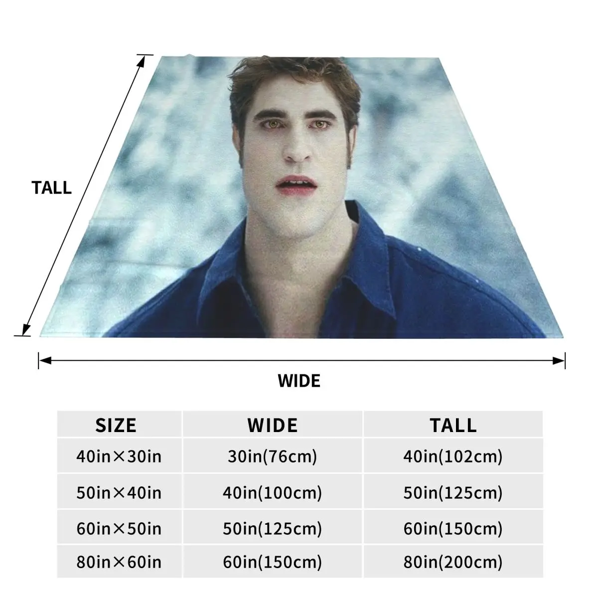 The Twilight Saga Edward Cullen Blanket Flannel Sofa Throw Blanket Super Soft for Home Bedroom Office Throws Bedspread Quilt