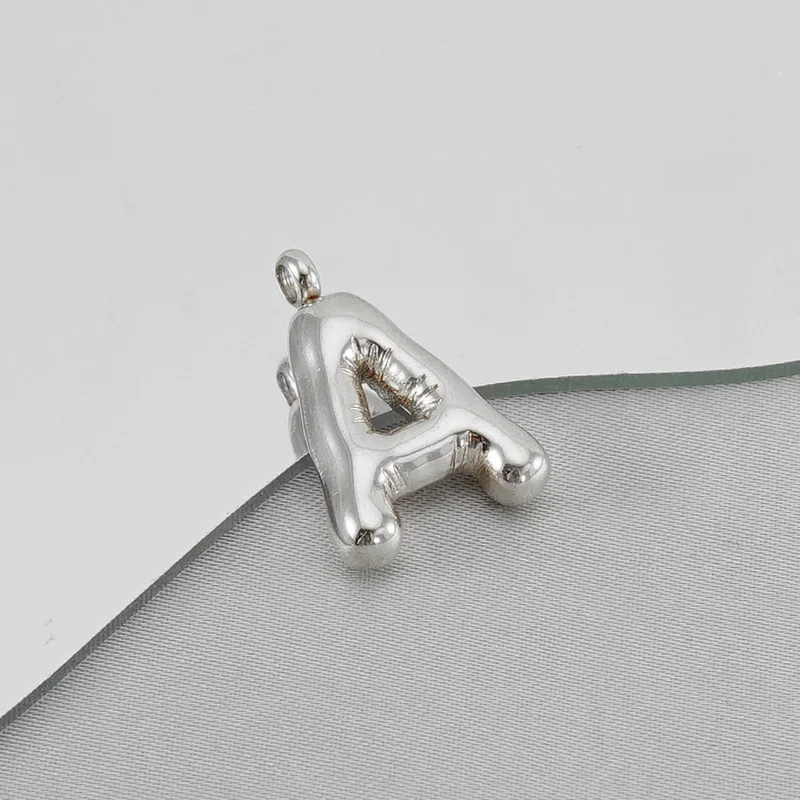 New style Bubble Letter Charms for Women Girls Dainty Alphabet Pendant Puffy Silver Color Jewelry Accessories for DIY Jewelry