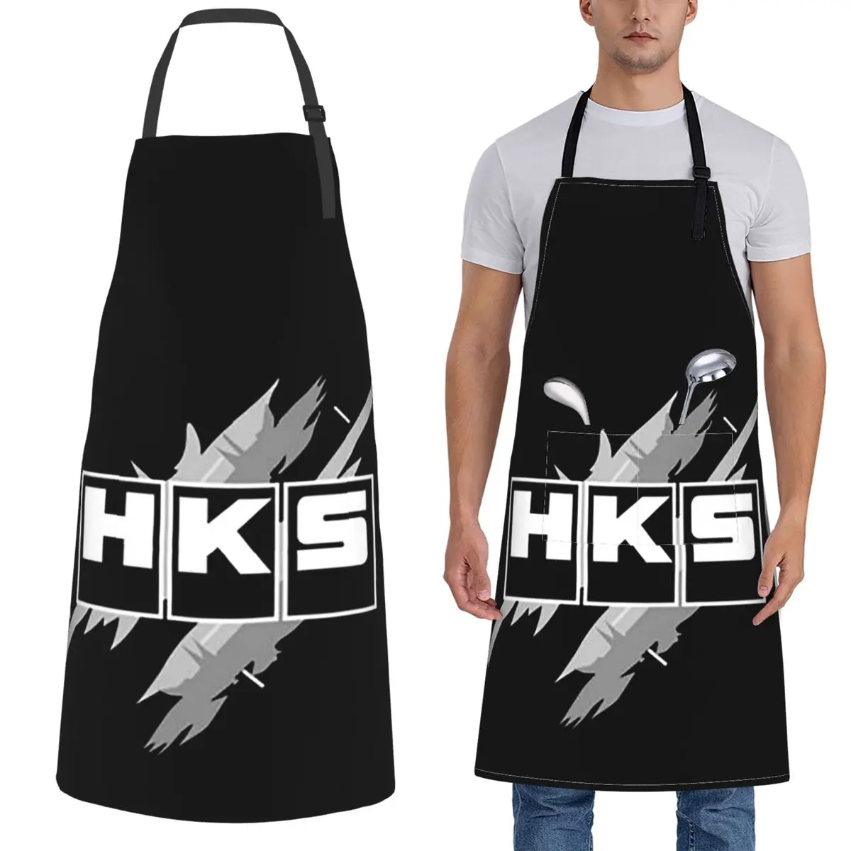 

Фартуки HKS с логотипом автомобиля JDM, фартуки для шеф-повара, приготовления пищи, выпечки, водонепроницаемый нагрудник, кухонный сарафан для чистки для женщин и мужчин, живопись
