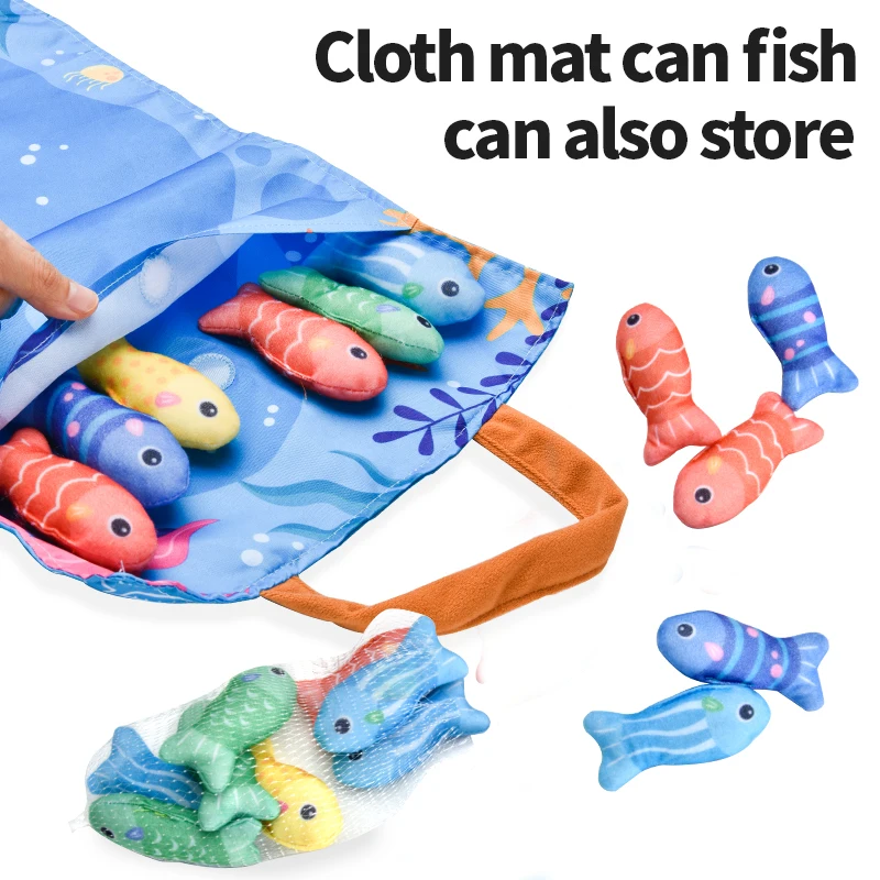 Jouets de poisson Montessori, jeu de pêche en tissu pour les tout-petits de 6 à 12 mois, jouet sensoriel, tasses empilables, comptage des nombres, tri des couleurs, cadeau