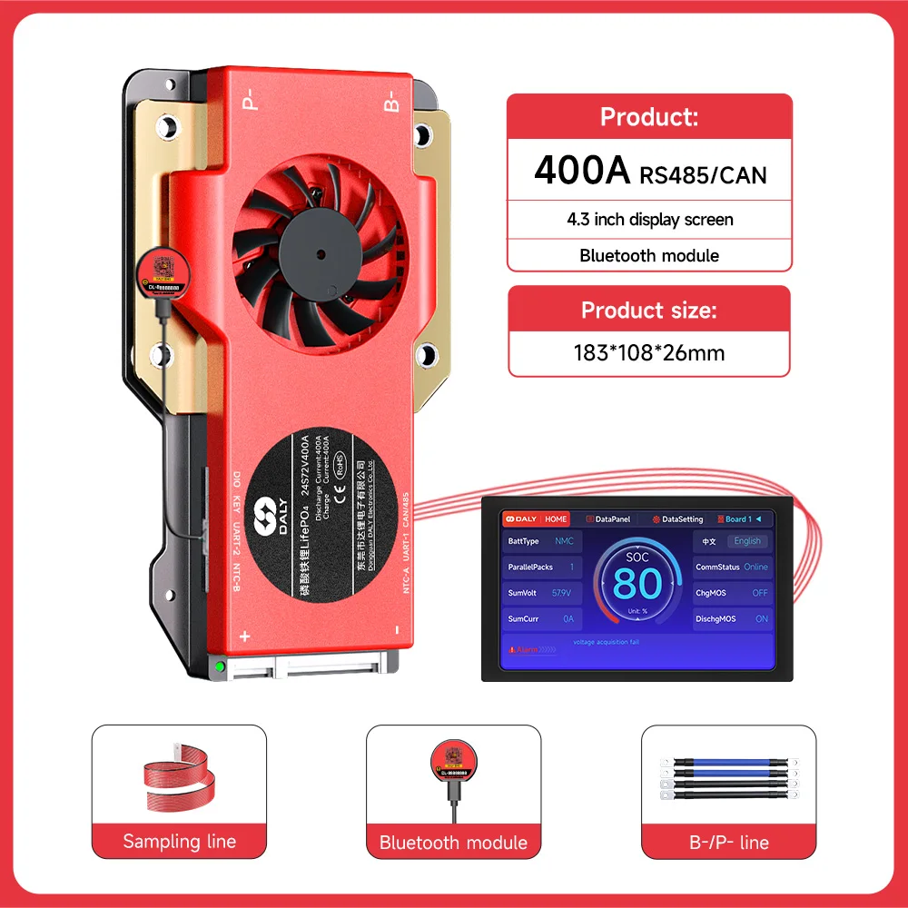 Daly Smart BMS لـ LifePo4 16S 48V 400A Bluetooth RS485 CAN مع 4.3 LCD BUS الاتصالات البطارية الشمسية تطبيق واسع #2