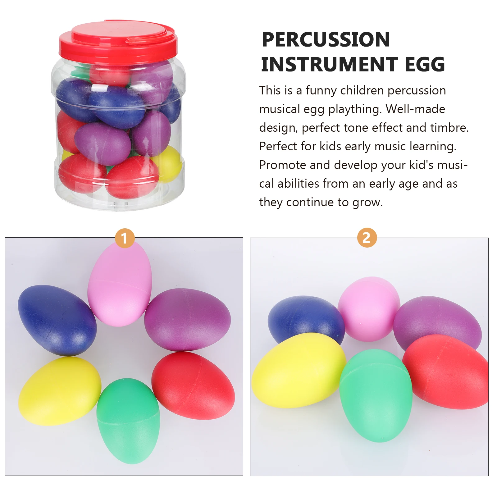 

20 pcs Musical Egg Shakers Percussion Instruments Kids Educational Early Learning Playthings Safe Smooth Surface Portable