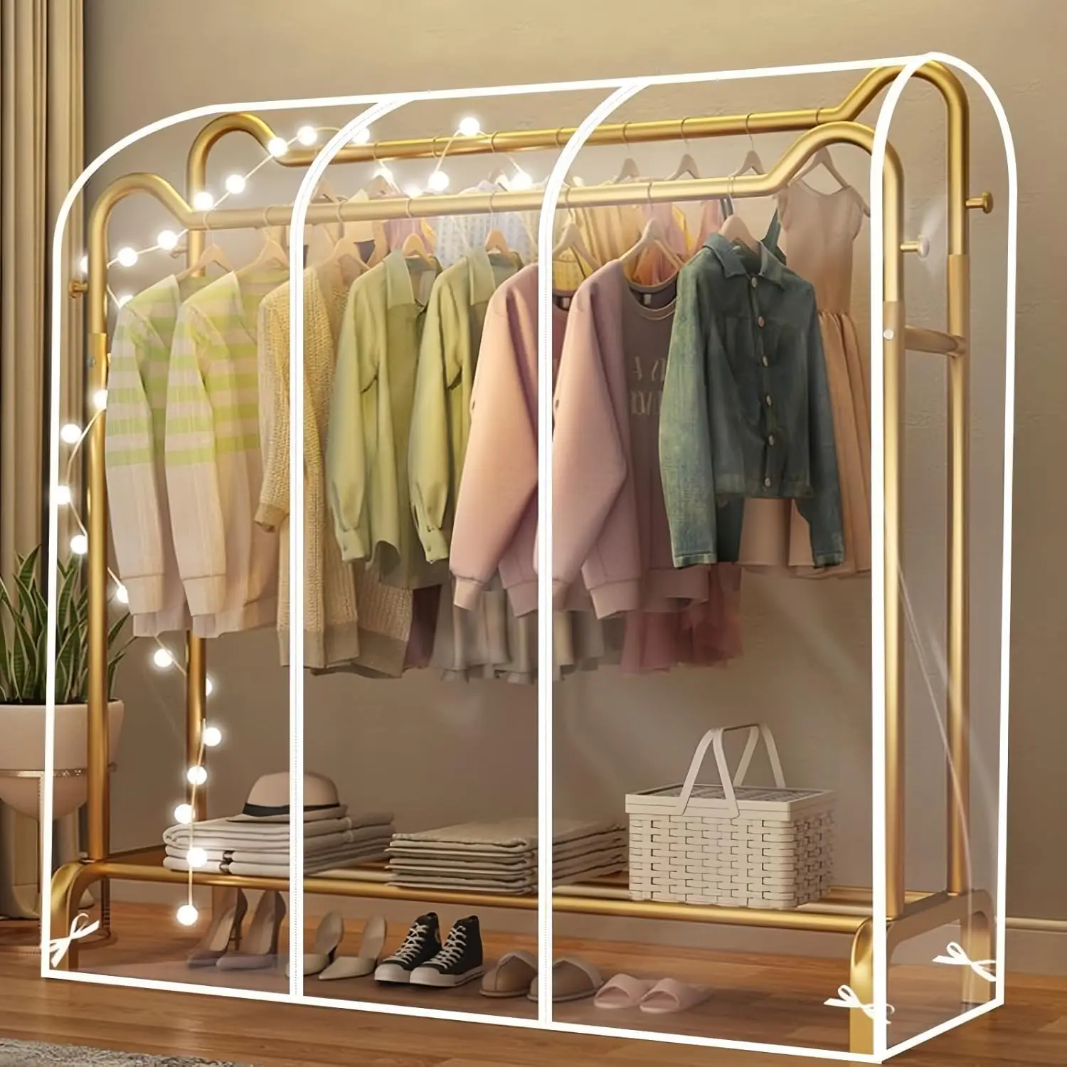 

Прозрачный чехол для вешалки для одежды, пылезащитный, из ПЭВА, с молнией, водонепроницаемый, для хранения и защиты одежды