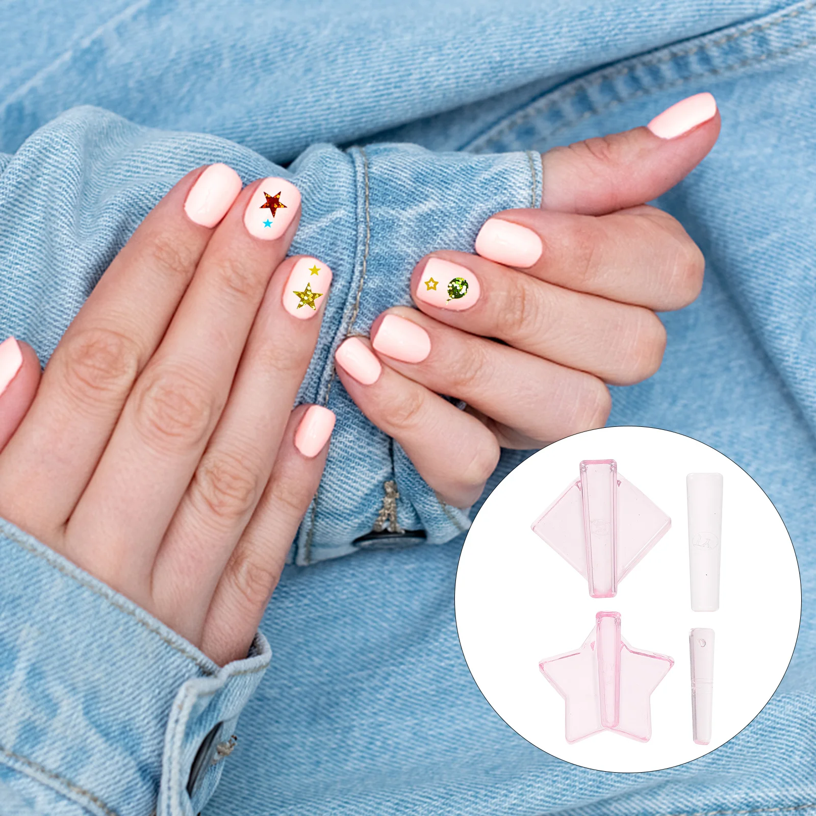 

Nail Embossing Art Tool Manicure Templates ABS Press 2 Sets Frame Bending Mold Nail Art Design Mold Fake Nails Accessories