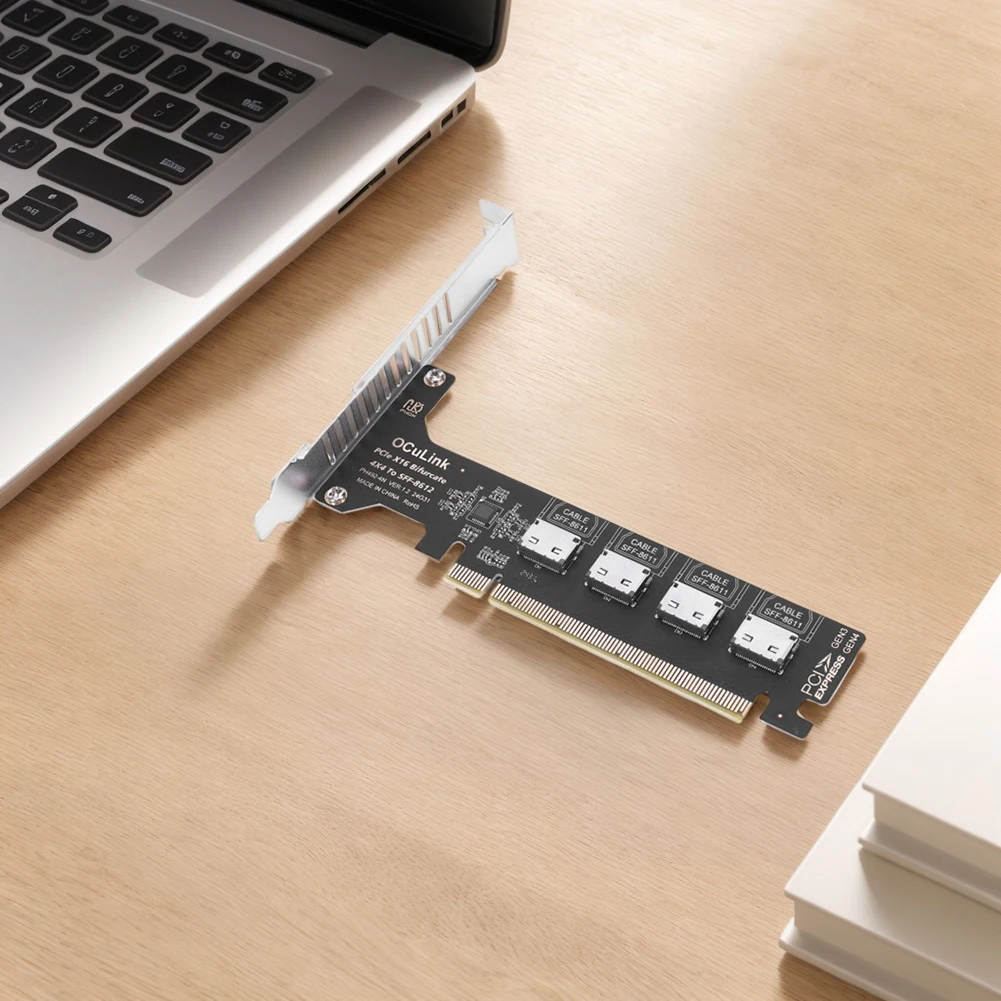 PCI-Express4.0 16x PCIE Detachable To 1/4 Oculink Split Bifurcation Card 1/4X SFF-8612 SFF-8611 Internal Adapter for Windows