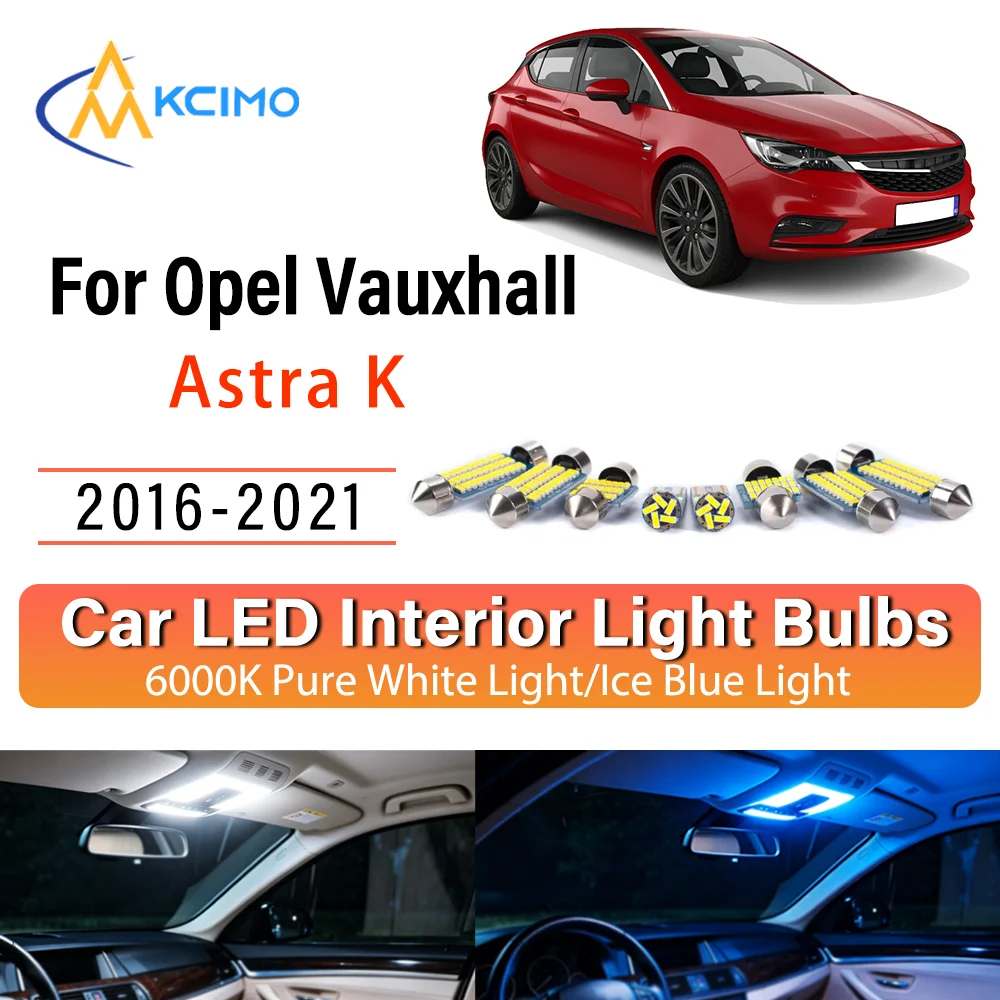 Kit de Iluminación Interior LED para Opel Vauxhall Astra K 2016-2021, Iluminación de Techo, Mapa y Maletero, Brillo Intenso, Mejora de Iluminación