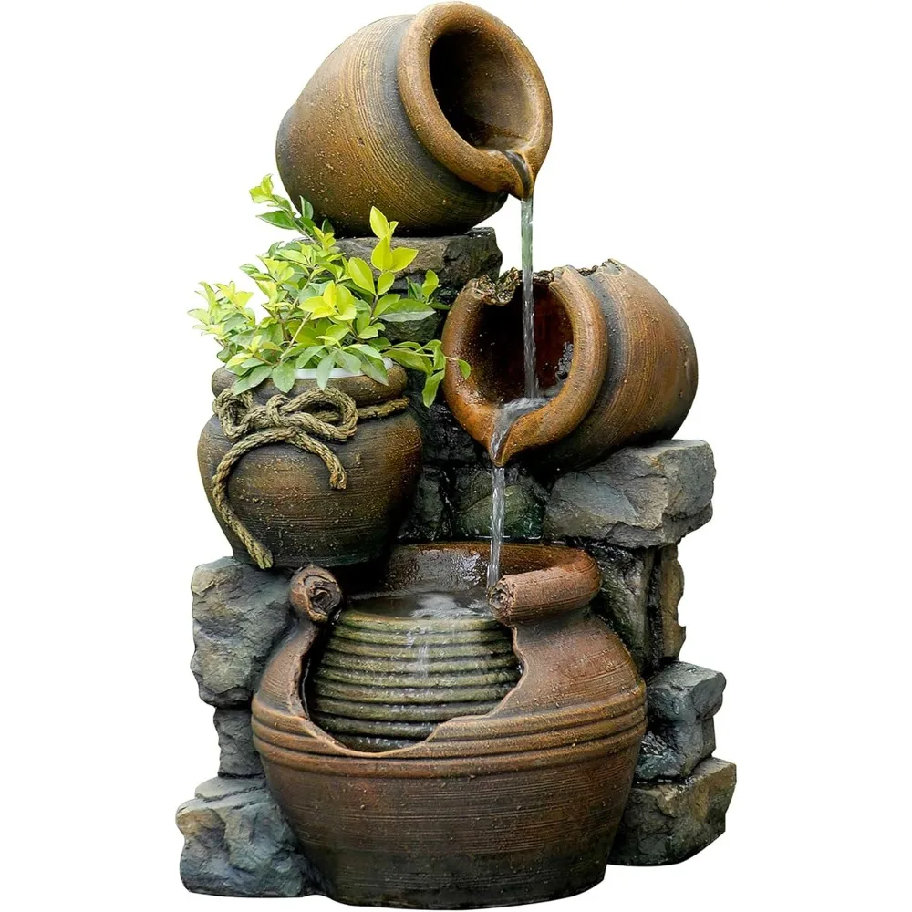 

Jeco FCL055 Multi Pots Outdoor Water Fountain with Flower Pot, 12.6L x 13.4W x 23.6H, Multicolor