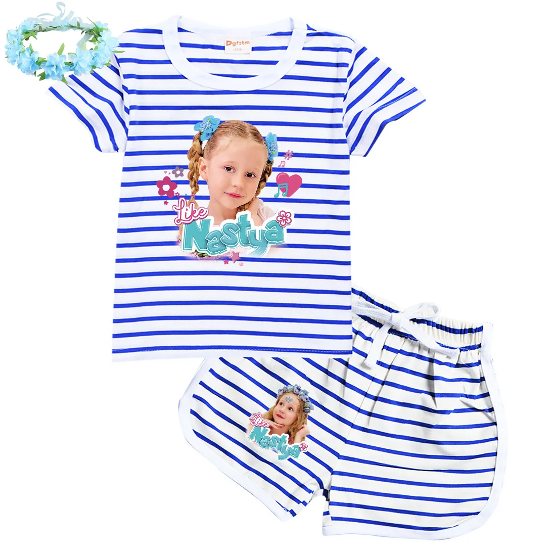 

Like Nastya Clothes Kids Summer Clothes Baby Girls Striped Short Sleeves T-Shirts Shorts 2pcs Set Boys Sportsuit Children's Sets