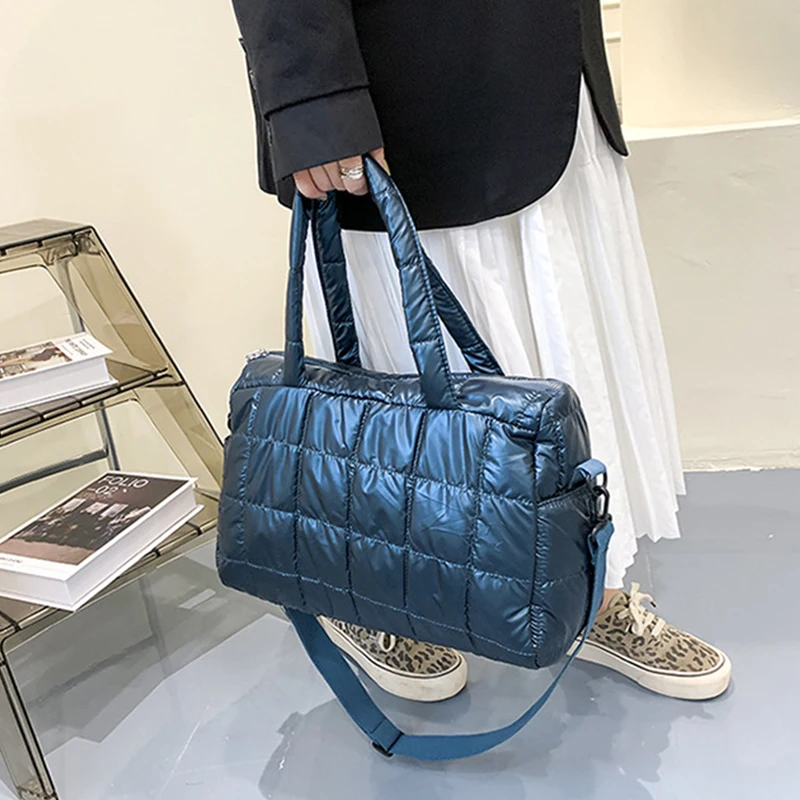 Yogodlns Luxus Raum Gepolsterte Baumwolle Handtasche Große Kapazität Schulter Tasche Wasserdichte Nylon Tasche Reise Unten Umhängetasche Geldbörse Bolsa – Detail 15