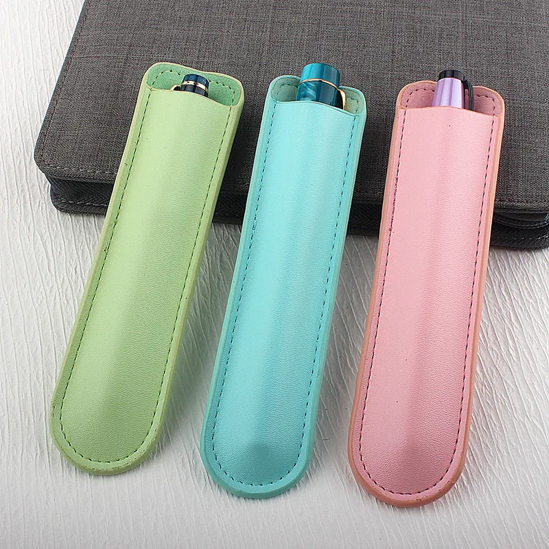 

Soft Pencil Case Holder for One Pen PU Leather Writing Materials Holder Soft Stationery Storage Bag Office School Supplies Gift