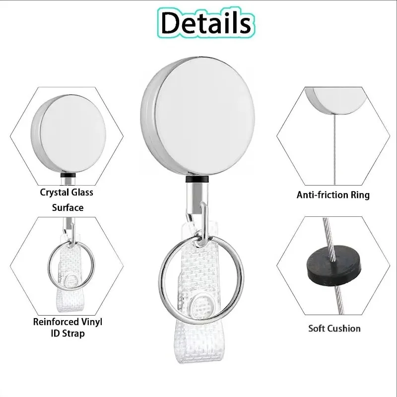 Retractable Metal Wire Keychain Pull Badge Reel ID Lanyard Name Tag Card Badge Easy-to-pull Buckle Rope Elastic Key Ring Image 4