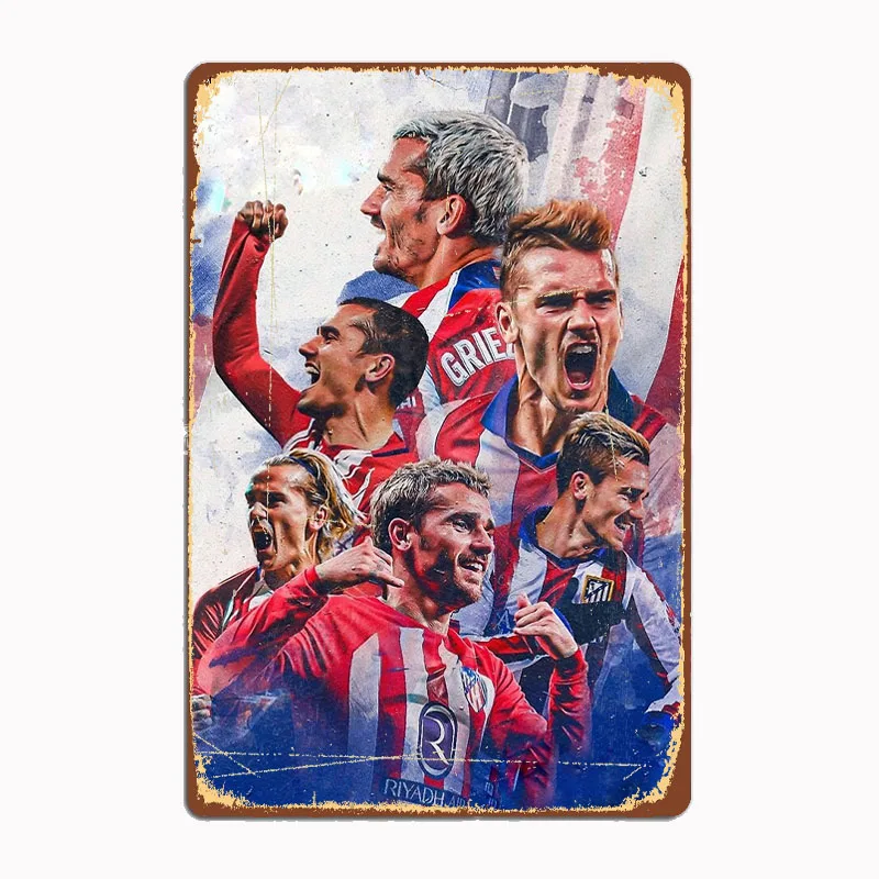 Antoine Griezmann LEGEND Captain Poster Football Player Retro Metal Sign Club Indoor Room Decor Custom Tin Home Wall Decor