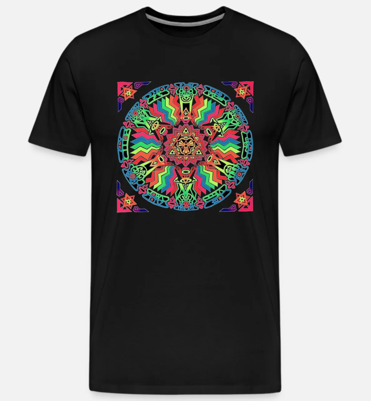 Electronic Psychedelic Goa Trance Music Fractals Design Mens Cotton T-Shirt