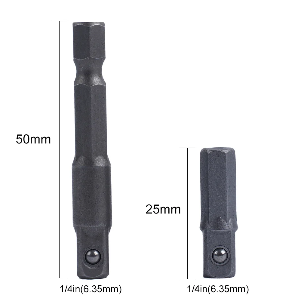 2Pcs Impact Socket Adapter Converter 1/4inch Hex Shank Drive Extension Rod Wrench Spanner Drive Converter Quick Release Tool