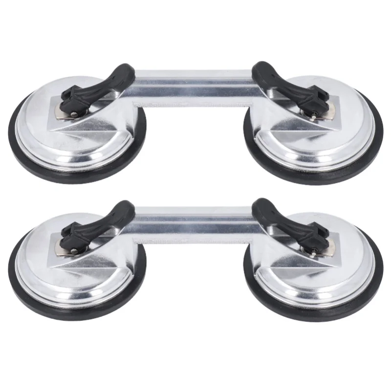 

2Pcs Double Handle Suction Cups Plate 100KG Load Capacity Heavy Duty Aluminum Alloy Suction Cups For Glass Window Tiles Mirror