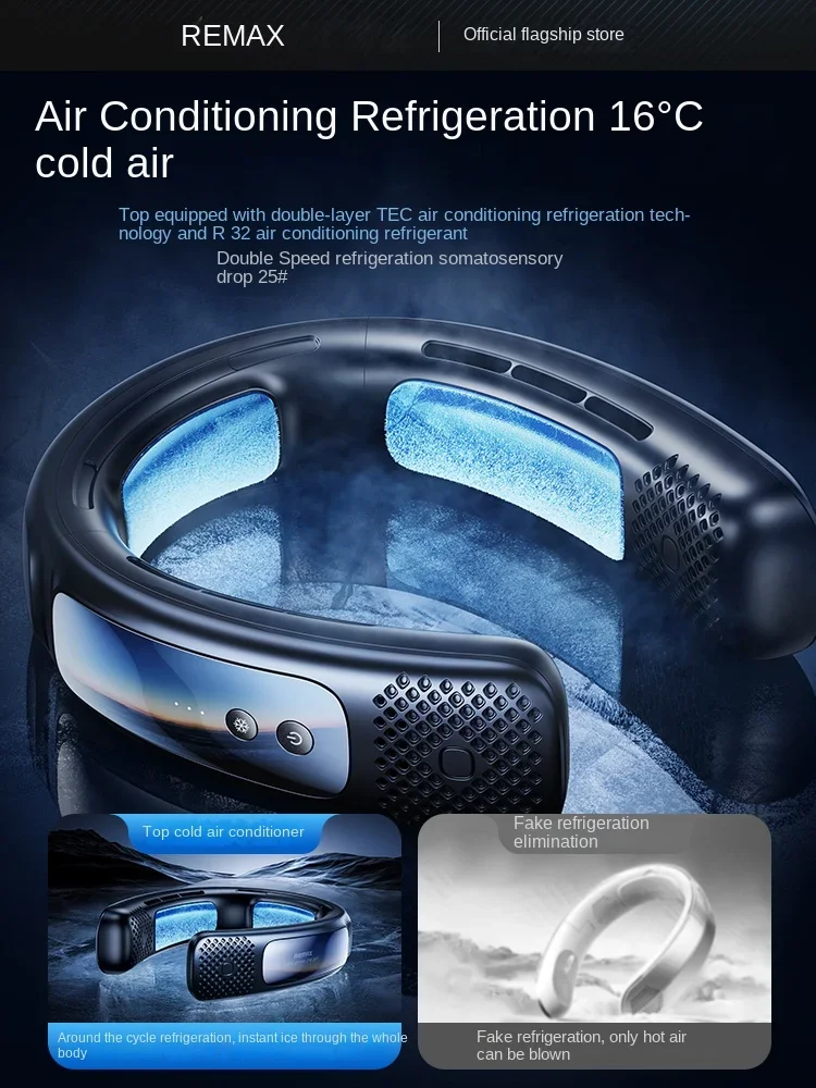 Hanging neck fan, wearing neck silent cooling air conditioner, portable USB charging, outdoor super strong wind power