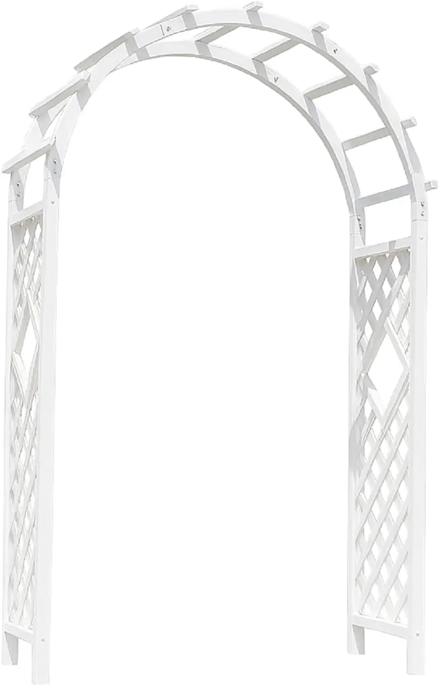 

Outdoor Wooden Garden Arbor Pergola with Arch Design – Decorative Backyard Trellis for Climbing Plants, Weddings, Patio, Poolsid