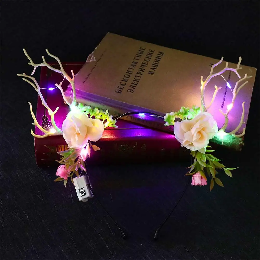 Decorations Kids Head Wear LED light Toy Christmas Hair Hoop Elk Ears Headband Women Hair Wear Glowing Headband Fairy Deer Ear