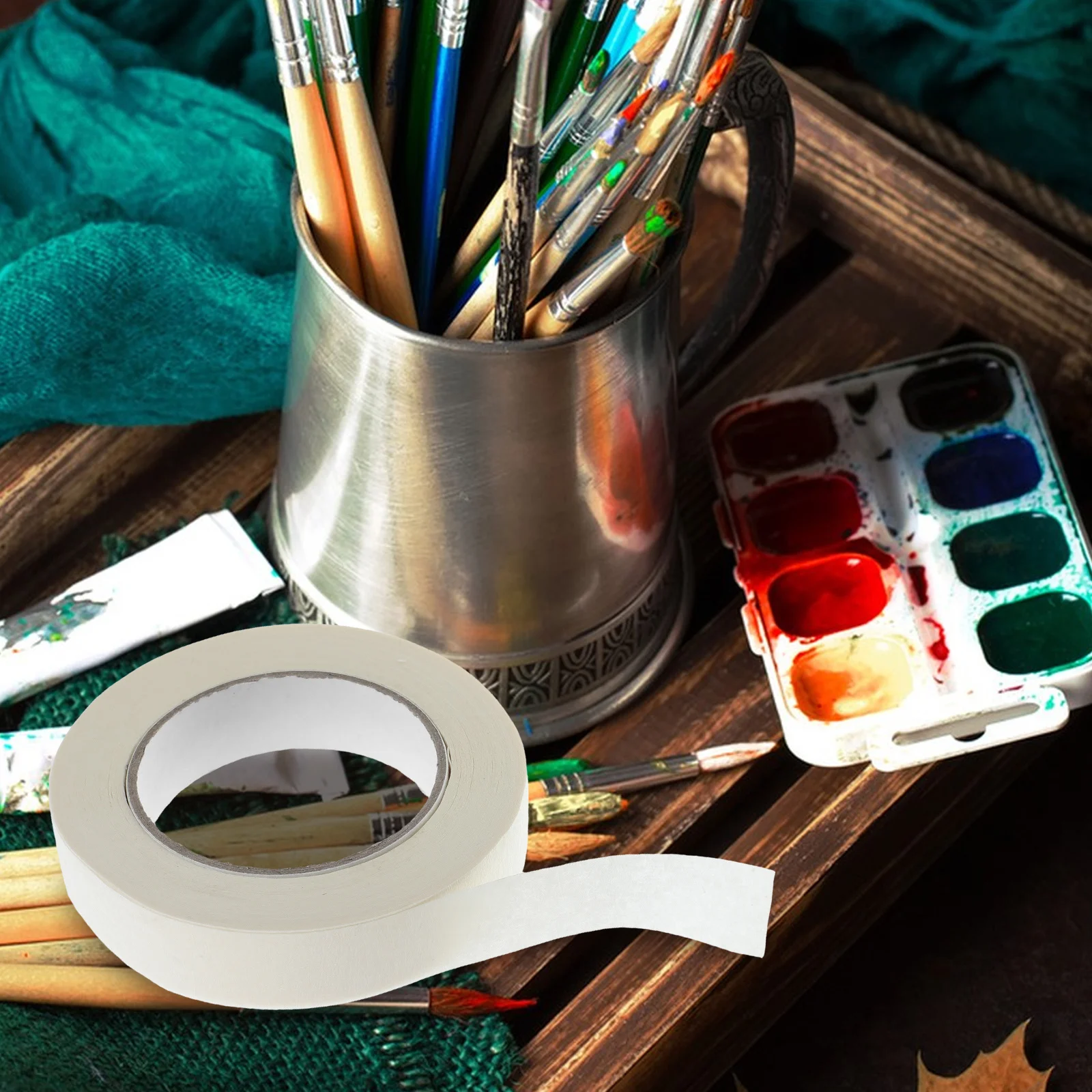 1 لفة متعددة الأغراض شريطٌ لاصق للرسام DIY بها بنفسك ملصقات الألوان المائية رسم الطالب لفة لاصقة رقيقة قابلة للكتابة للاستخدام السائبة