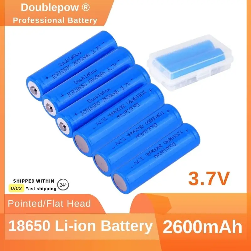 

DOUBLEPOW 100% New Original 3.7V 2600mAh Battery Pack 18650 Lithium Rechargeable Battery for Flashlight Toy Car Camera Batteries