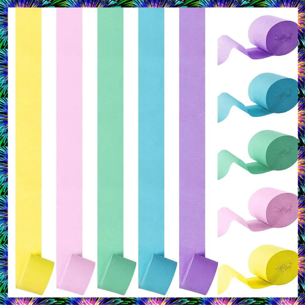 

ZIZI 10 Rolls Pastel Rainbow Crepe Paper Streamers Birthday Party Decoration Paper For Wedding Festival Ornament Supplies