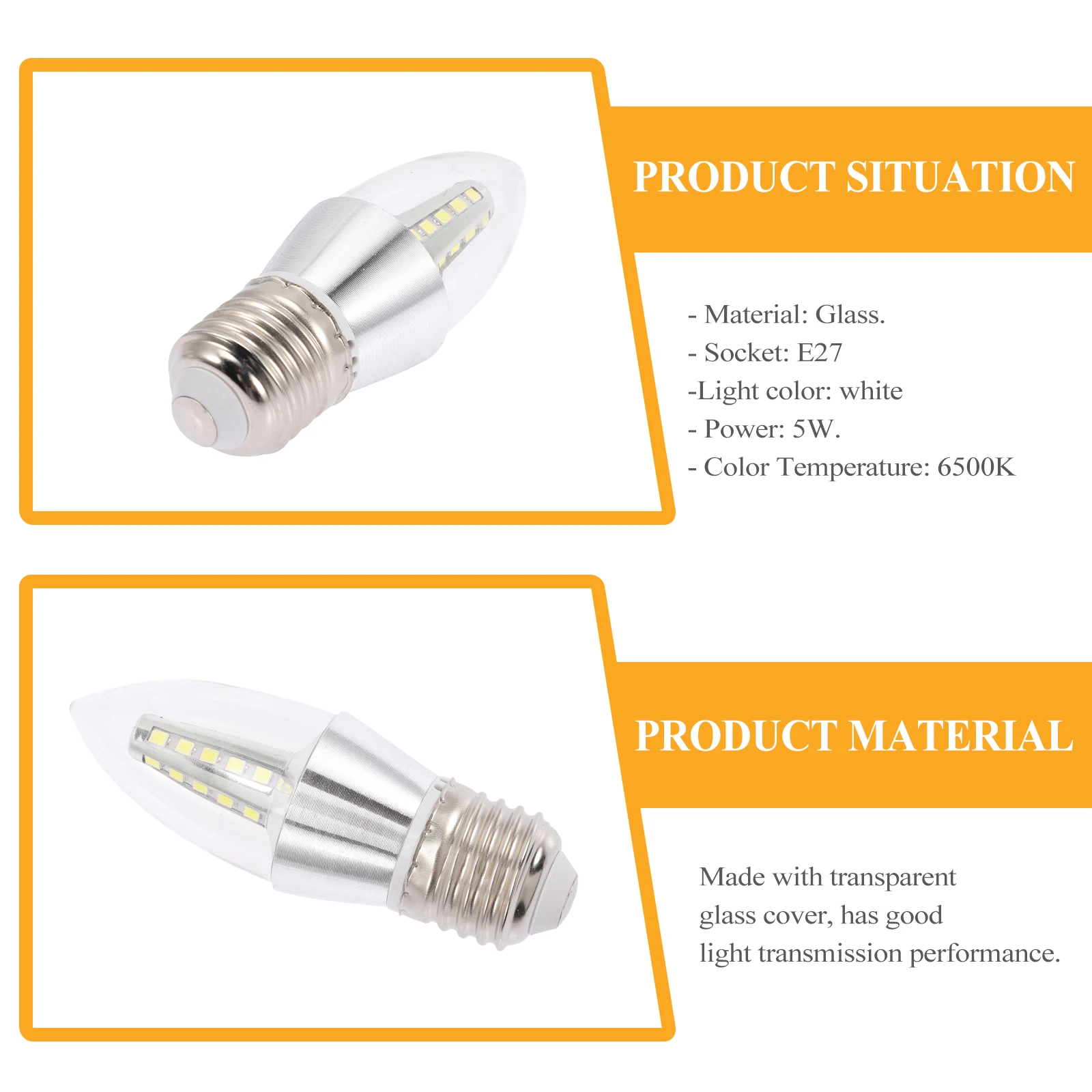 

2Pcs LED Bulbs E27 Base Chandelier Light Decorative EnergyEfficient WideCompatibility LED Tubes