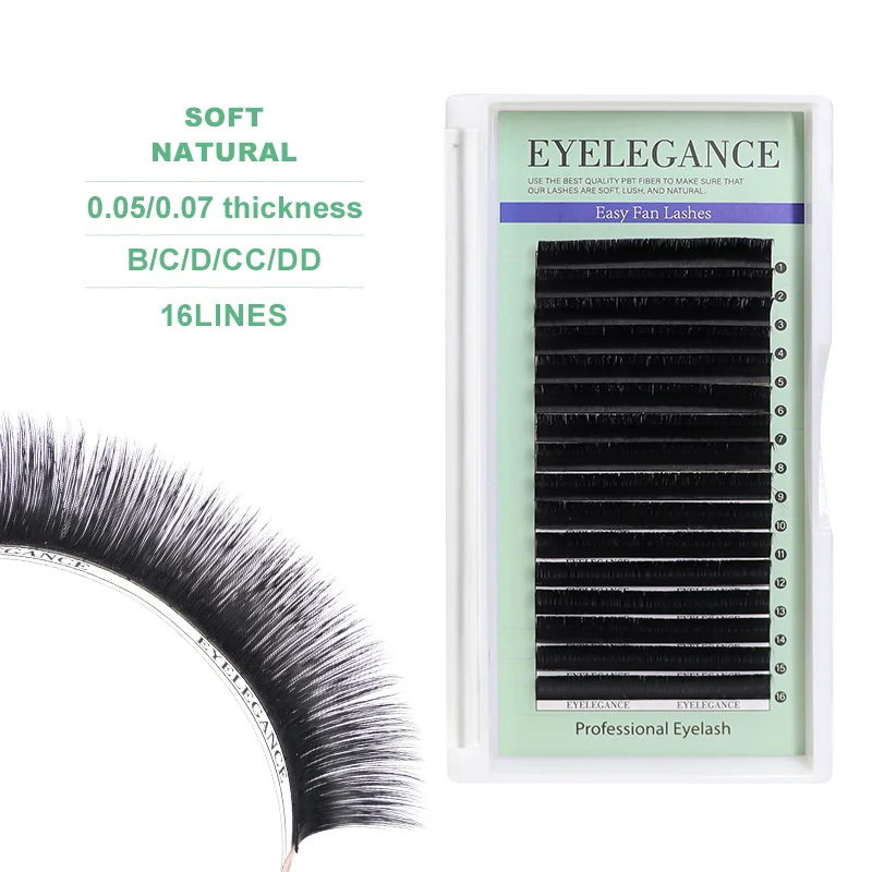 One Second Blooming Eyelash Extensions Easy Fan Lashes Bunches 8- 15 Length Shape 16 Rows Natural Volume Lashes