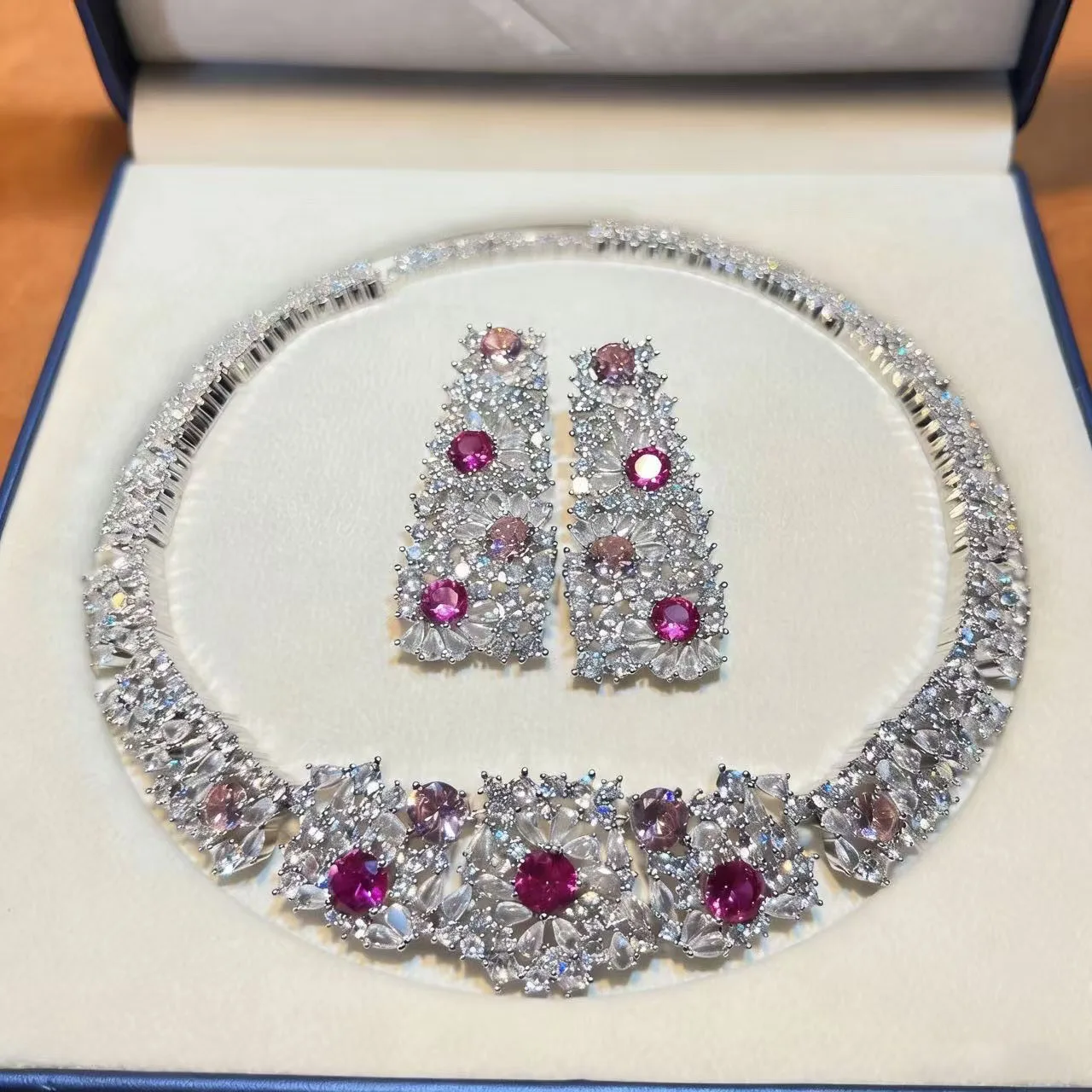 New stereo Gorgeous Dazzling Color Necklace Earring Set Women's Clothing Wedding Holiday Party Bridal Jewelry Gift M-993