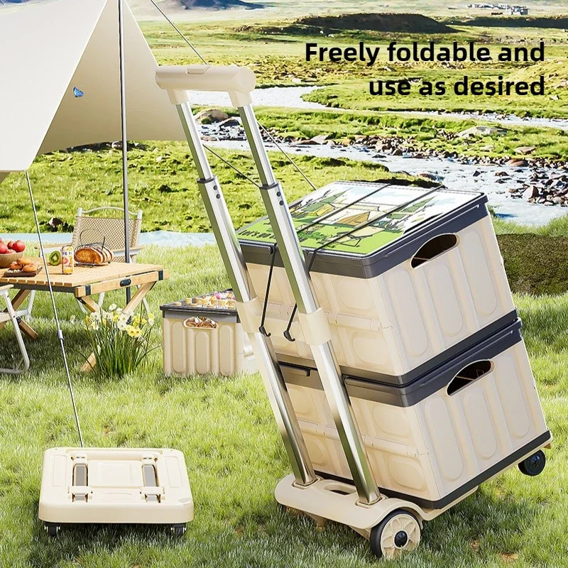 Household Goods Luggage Pull Rod Pickup Small Cart Folding Household Portable Cargo Handling Trailer Shopping Grocery Cart