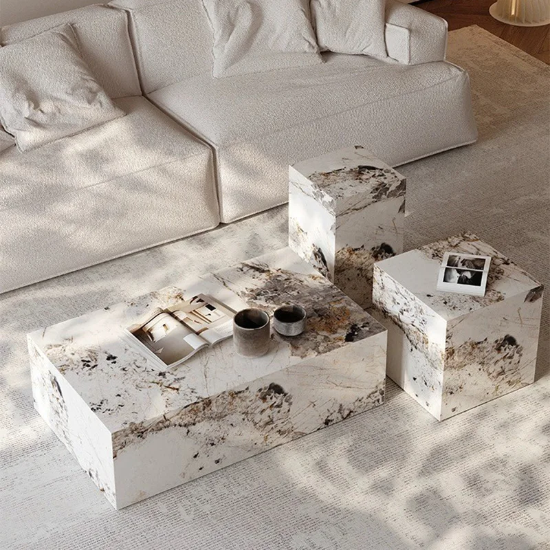 Bedroom Marble Table Luxury White Unique Minimalist Sofa Side Table Square Aesthetic Mesas De Centro Para Sala Room Furniture