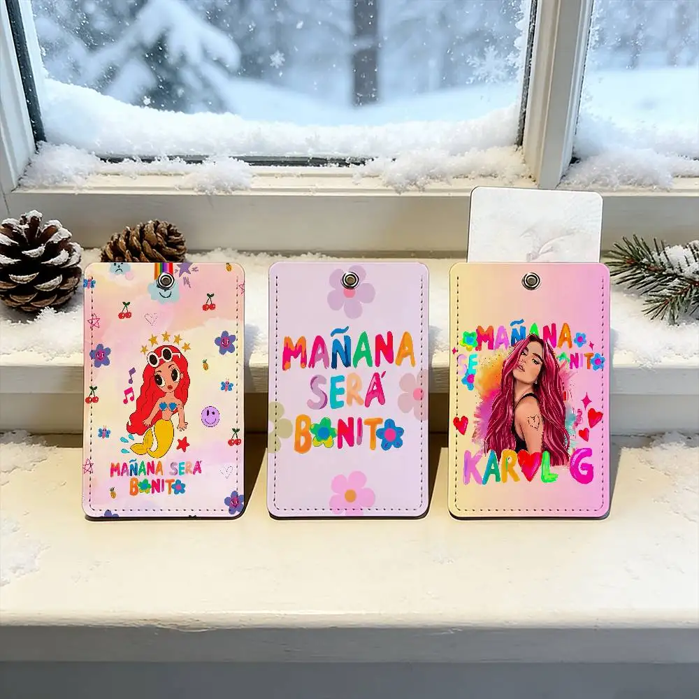 Singer Karol g Manana Sera Bonito tarjetero para viajes diarios, tarjeta de autobús, protector de tarjetas de acceso, adecuado para uso diario.