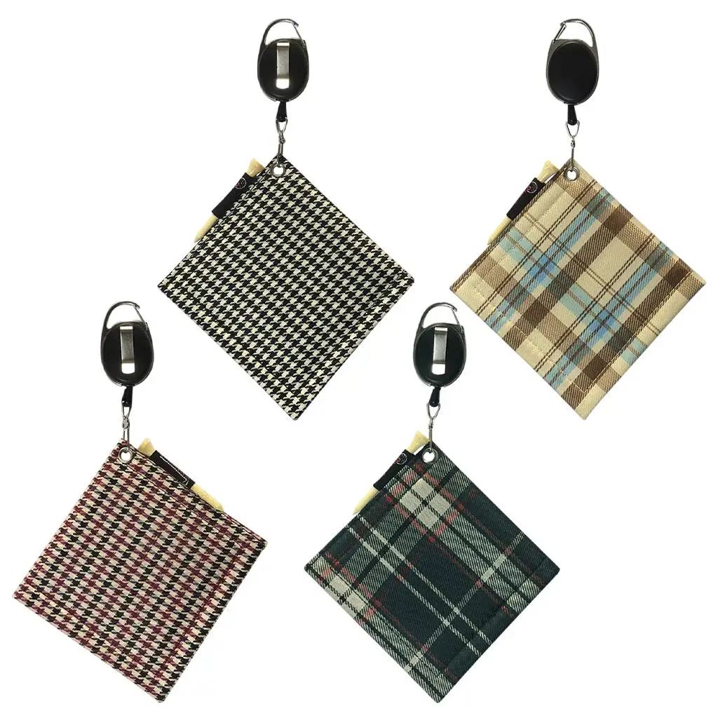 Square Portable Golf Towel with Hook Cleaning Cloth Soft Polyester for Golf Bag Outdoor Sports