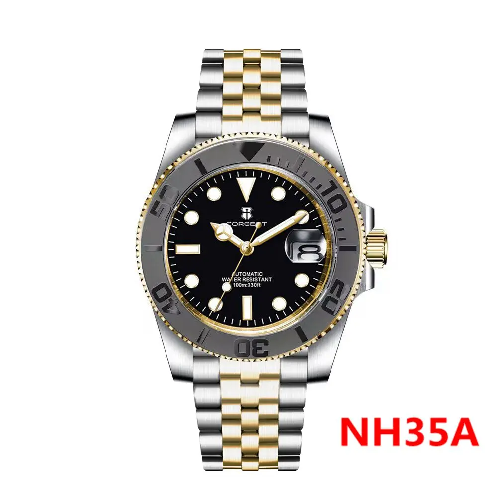 

Corgeut 40mm Diver Watch Men NH35 Mechanical Wristwatches Dresss Sapphire Glass Ceramic Waterproof Jubliees 10Bar Male Reloj